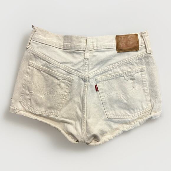 Levi's Pants - Levi 501 Womens White Denim Shorts High Rise Raw Hem Size 12 (32” Waist)